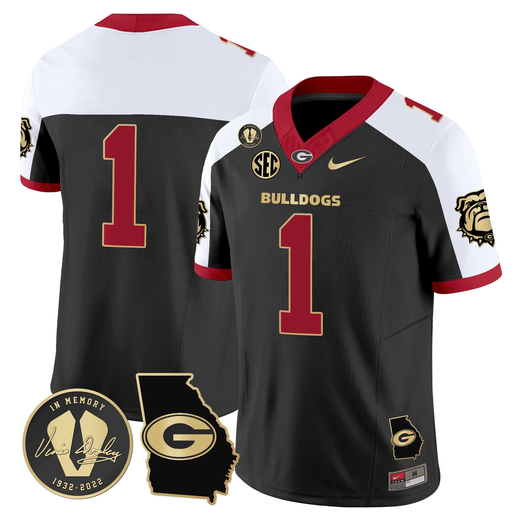 Men Georgia Bulldogs #1 No Name Black 2024 Nike Vapor NCAA Jersey